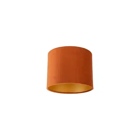 Tienidlo na lampu Látkové tienidlo oranžové so zlatým interiérom 18/18/14