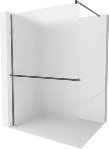 Sprchové dvere MEXEN/S - Kioto+ Sprchová zástena s poličkou WALK-IN 90 x 200, dekor, grafit kartáčovaná 800-090-121-66-30