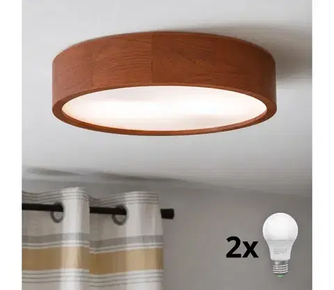 Svietidlá BRILAGI - LED stropné svietidlo CARVALHO 2xE27/15W/230V dub/čerešňa pr. 37 cm 8590828607113