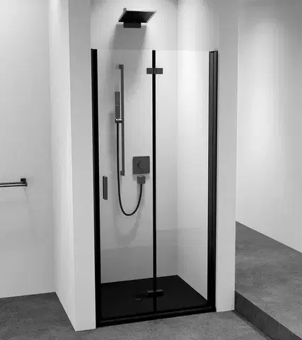 Sprchovacie kúty POLYSAN - ZOOM BLACK sprchové dvere do niky 800 pravé, číre sklo ZL4815BR-01