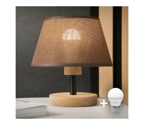 Lampy BRILAGI - LED Stolná lampa ANTHONY 1xE14/40W/230V dub/hnedá 8590828610908