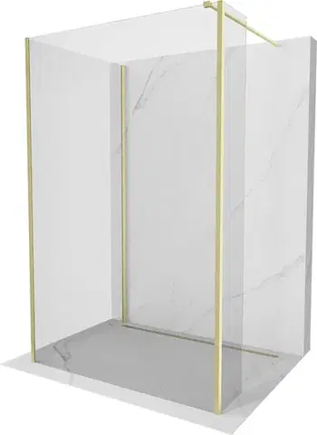 Sprchové dvere MEXEN/S - Kyoto Sprchová zástena WALK-IN 125 x 120 x 40, transparent, zlatá kartáčovaná 800-125-120-221-55-00-040