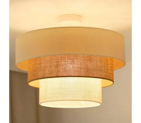 Svietidlá BRILAGI-Prisadený luster DENVER LUNETA 1xE27/15W/230V pr. 45 béžová/hnedá/krémová 607995