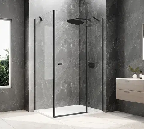 Sprchové dvere POLYSAN - GLOBE BLACK obdĺžniková sprchová zástena 800x1000, číre sklo, pravé GB1080-3415RB