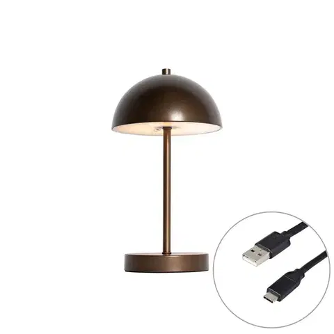 Lampy Vonkajšia stolná lampa tmavý bronz nabíjateľná vrátane LED 3-stupňové stmievanie - Keira