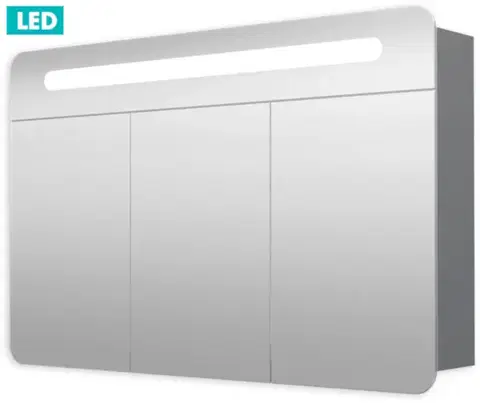 Kúpeľňové zrkadlá Naturel - Zrkadlová skriňa 100 cm, 3 dvere, LED osvetlenie, zásuvka + vypínač, IP44 GALPIR100LED GALPIR100LED