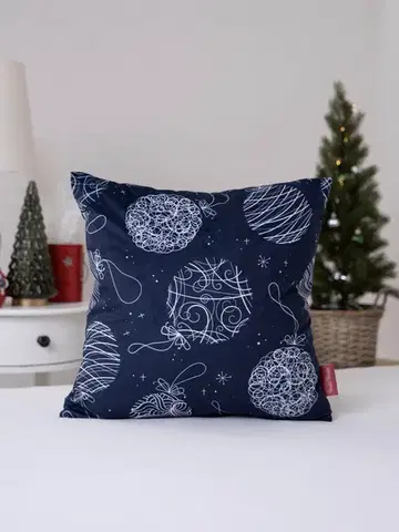 Dekoračné obliečky MKLozkoviny.sk Vianočná obliečka na vankúš Velvet 40 × 40 cm - Vianočné banky s ornamentmi-  -