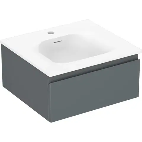 Kúpeľňový nábytok MEXEN/S - Orio kúpeľňová skrinka 50 cm s umývadlom Vela, 1 šuplík, grafit mat/biela mat 91A10-05023-1-BF66-W23M01