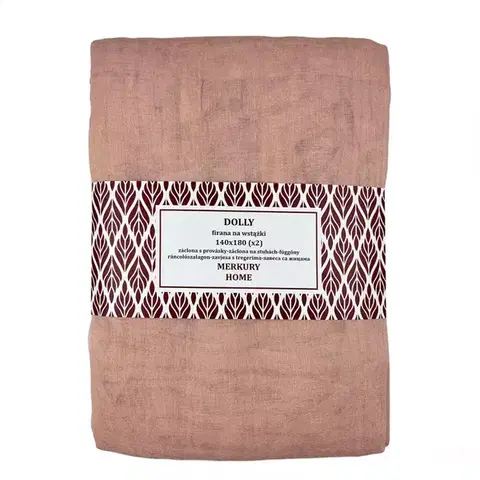 Záclony do obývačky Záclona na stuhách Dolly polyester svetloružová 140x180 (x2) Merkury Home