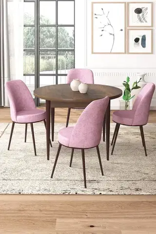 Jedálenské sety Dining Table & Chairs Set (5 Pieces) Tor - Baroque, Pink