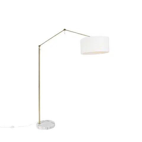 Stojace lampy Moderná stojaca lampa zlatá s tienidlom bielym 50 cm nastaviteľná - Editor