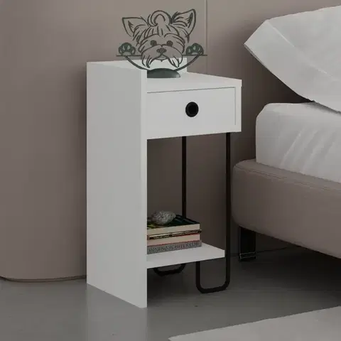 Nočné stolíky Nočný stolík Sirius Left - White v2