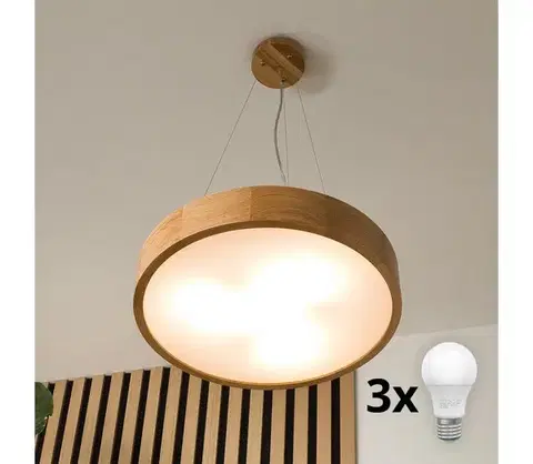 Svietidlá BRILAGI - LED luster na lanku CARVALHO 3xE27/15W/230V dub pr. 47,5 cm 8590828606758