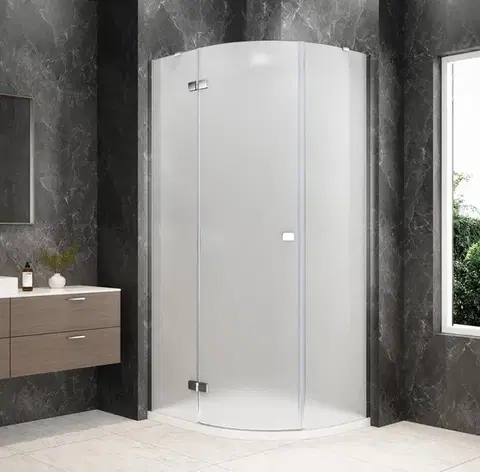 Sprchové dvere POLYSAN - GLOBE CHROME štvrťkruhová sprchová zástena 1000x900, matné sklo, ľavá GB2190MLC