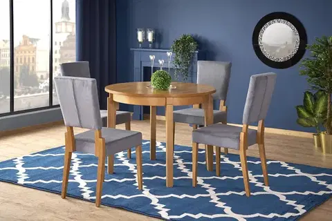 Jedálenské stoly HALMAR Sorbus 100/200 okrúhly rozkladací jedálenský stôl dub medový