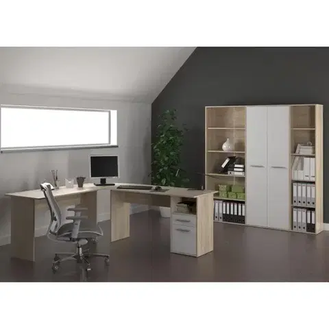 Obývacie steny KONDELA Maurus New kancelária dub sonoma / biela