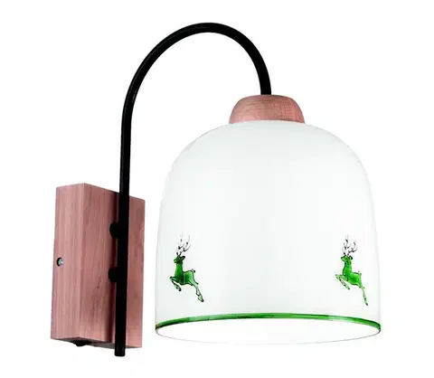 Svietidlá Kolarz A1352.61.G.100-Nástenná lampa NONNA 1xE27/60W/230V jelene dub/biela/zelená A1352.61.G.100