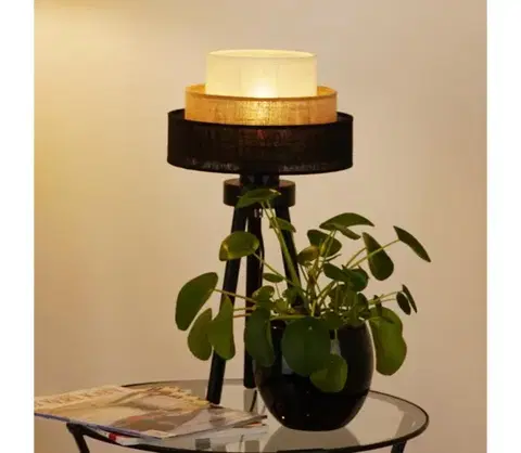 Lampy BRILAGI - Stolná lampa ASPEN LUNETA 1xE27/15W/230V čierna/béžová/krémová 607810