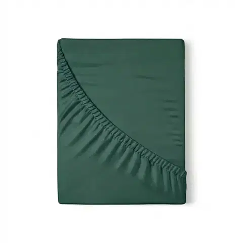 Plachty Kvalitex Saténové prestieradlo s gumou tmavozelená, 90 x 200 cm