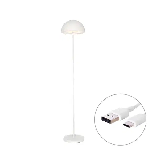 Lampy Vonkajšia stojaca lampa biela nabíjateľná 3-stupňovo stmievateľná - Keira