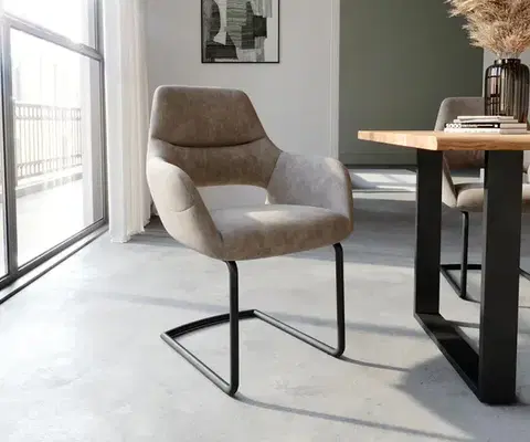 Jedálenské stoličky DELIFE Jedálenská stolička Yago-Flex s opierkami mikrovlákno taupe vintage jedálenská stolička okrúhla čierna vrecková pružina