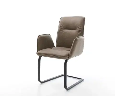 Jedálenské stoličky DELIFE Jedálenská stolička Vinja-Flex mikrovlákno taupe vintage jedálenská stolička plochá čierna