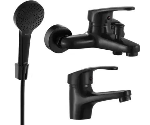 Kúpeľňové batérie MEXEN/S - Erica R05 Set umývadlovej a vaňovej batérie s príslušenstvom, čierna 746403R05-70