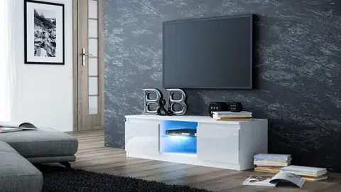 TV stolíky SZEBY moderný TV stolík, biely lesk