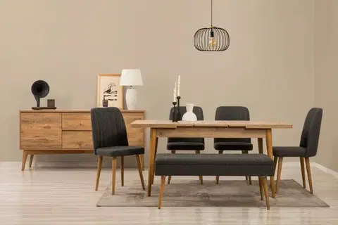 Jedálenské sety Set s rozkladacím stolom, stoličkami a konzolou (7 kusov) Vina 03 1053 - Atlantic Pine, Anthracite