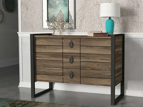 Komody a skrinky LUST industriálna komoda, orech