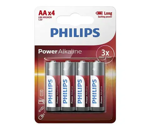 Predlžovacie káble Philips LR6P4B/10 - 4 ks alkalické baterie AA POWER ALKALINE 1,5V 2600mAh Phil-LR6P4B/10