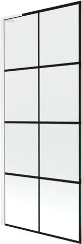 Sprchové dvere MEXEN/S - Next L vaňová zástena FIX 80 x 150, čierna vzor, biela 895-080-000-03-77-20
