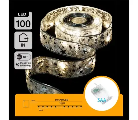 Vianočné dekorácie  B.V.  - LED reťaz 100xLED/3xAA 10m teplá biela strieborná B103033XE