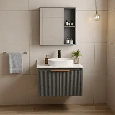 Kúpeľňový nábytok REA - Kúpeľňová zostava nábytku s doskou Marti 60cm Grey REA-M0031