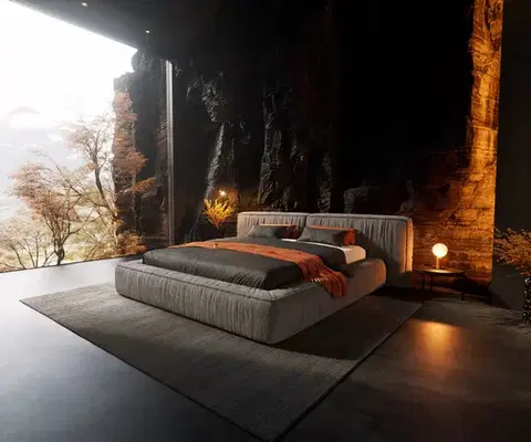 Čalúnené postele DELIFE Čalúnená posteľ Coperti 180x200 cm mikrovlákno sivá