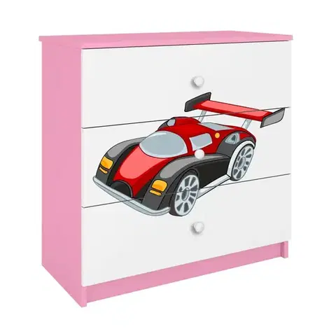 Komody so zásuvkami Detská komoda  Babydreams ružová – Auto