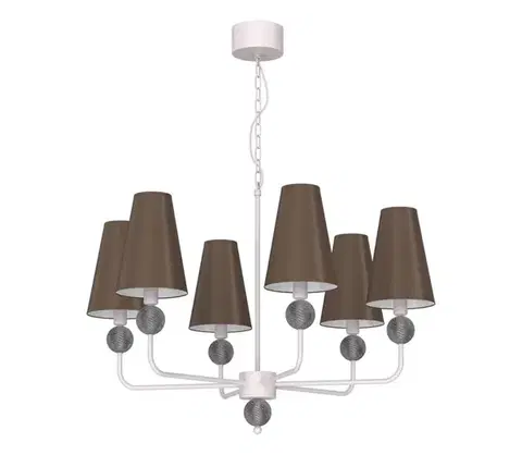 Svietidlá  Luster na reťazi GRENADA 6xE14/15W/230V hnedá/krémová 9073