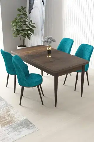 Jedálenské sety Dining Table & Chairs Set (5 Pieces) Nil - Baroque, Turquoise