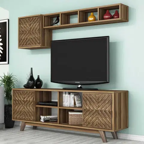 Obývacie steny TV skrinka / Obývacia stena Inci - Walnut