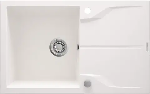 Kuchynské drezy DEANTE DEANTE - Andante flush alabaster - Granitový drez s odkvapkávačom - zápustný ZQN_A11F