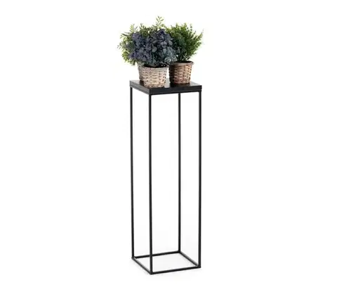 Stojany na kvetiny HowHomely Stojan na kvety BASICLOFT 80x24 čierna HH-BL-01-80BB-MDF