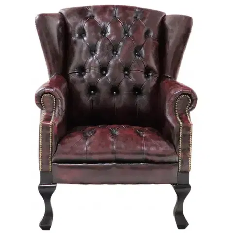 Sedacie súpravy Kreslo Chesterfield Chester z pravej hovädzej kože New Red