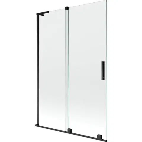 Sprchové dvere MEXEN/S - Velar L dvojkrídlová posuvná vaňová zástena 120 x 150, transparent, čierna 896-120-003-01-70