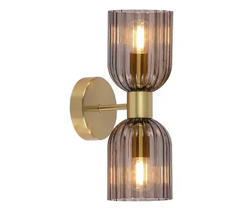 Svietidlá Light Prestige Nástenné svietidlo PIEGA 2xE14/10W/230V mosadz/dymovo čierna LP-939/2W smoked