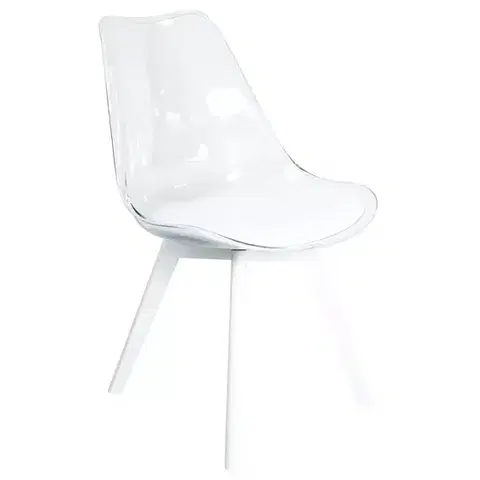 Stoličky do obývačky Stolička Camila transparentná/biele sedadlo/biele nohy