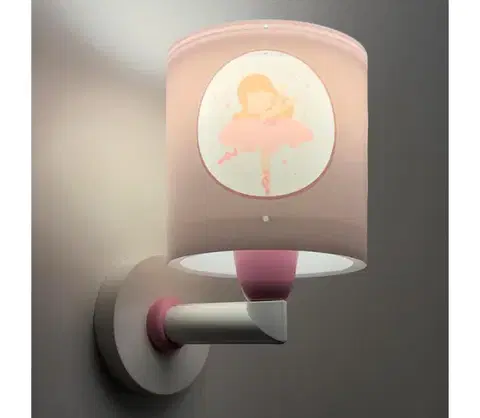Svietidlá Dalber 60919 - Detská nástenná lampa PRINCESS DANCE 1xE27/15W/230V ružová 60919