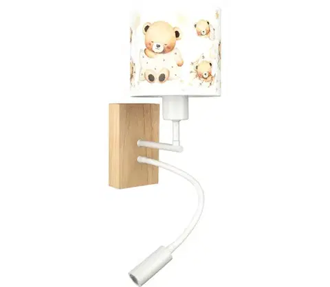 Svietidlá BRILAGI - LED flexibilná lampa BOBO WOOD 1xE27/25W/230V + LED/3W dub/biela/medvedíky BG1565+BG5590