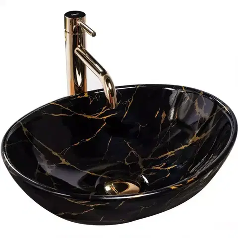 Umývadlá Umývadlo na dosku Sofia Black Marble Shiny
