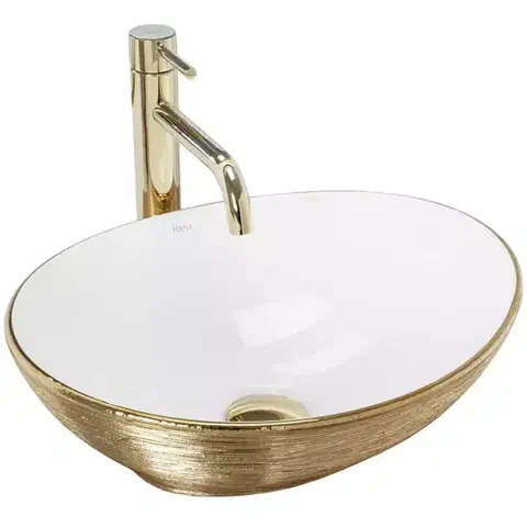 Sanitárna keramika Umývadlo na dosku Sofia Gold Brush/White