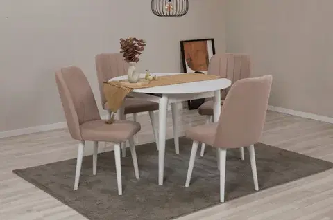 Jedálenské sety Jedálenský set s rozkladacím stolom a stoličkami (5 kusov) Vina 0900 - White, Stone